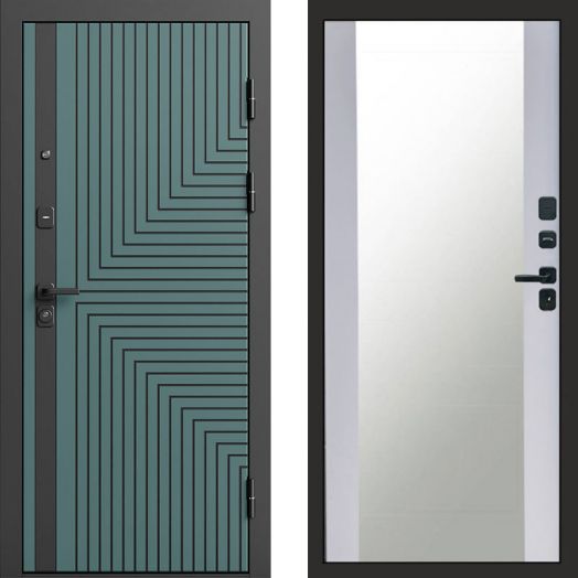 Входная дверь Termo-door Квантум velutto verde - Зеркало Белый софт