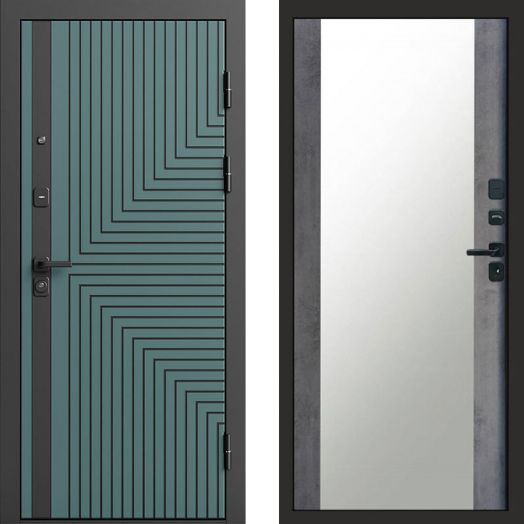 Входная дверь Termo-door Квантум velutto verde - Зеркало Бетон темный
