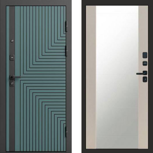 Входная дверь Termo-door Квантум velutto verde - Зеркало Слоновая кость