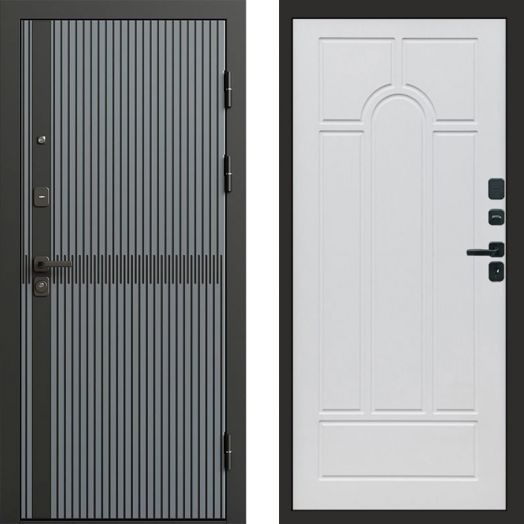 Входная дверь Termo-door Граунд Грей - Арка Белое дерево