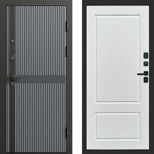 Входная дверь Termo-door Граунд Грей - Марсель Белый софт