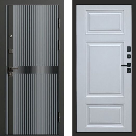 Входная дверь Termo-door Граунд Грей - Лион Белый софт