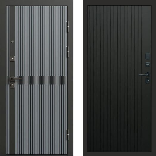 Входная дверь Termo-door Граунд Грей - FLAT Черный кварц