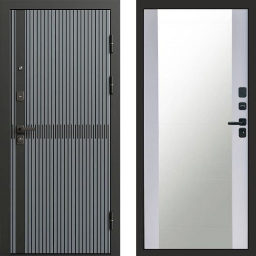 Входная дверь Termo-door Граунд Грей - Зеркало Белый софт
