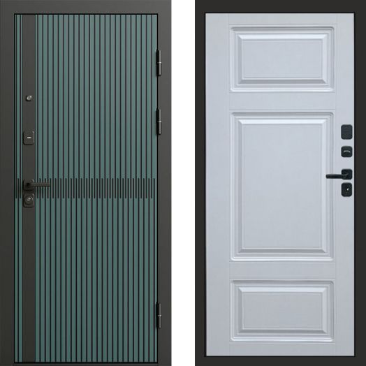 Входная дверь Termo-door Граунд velutto verde - Лион Белый софт