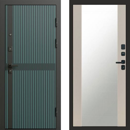 Входная дверь Termo-door Граунд velutto verde - Зеркало Слоновая кость