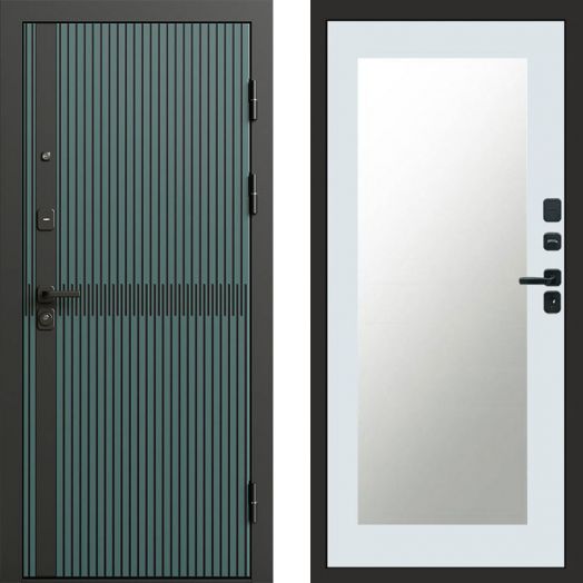 Входная дверь Termo-door Граунд velutto verde - Зеркало триумф Белый софт