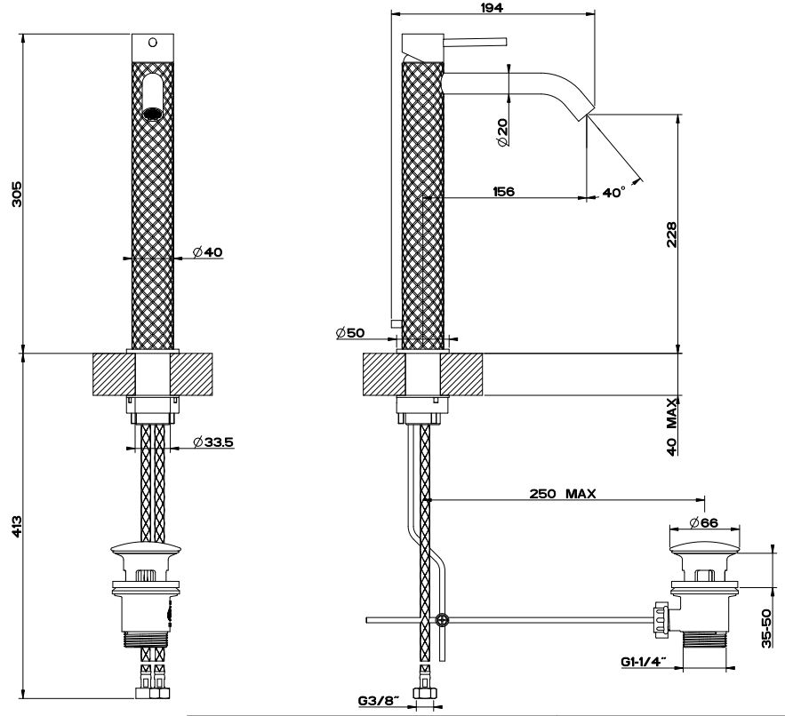 Gessi Intreccio смеситель для раковины 54103239 сталь браш ФОТО