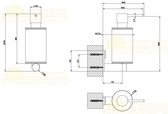 Gessi 316 Диспенсер для жидкого мыла 54713239 сталь браш схема 2