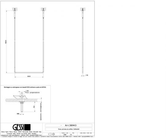 Gessi Goccia Полотенцедержатель 60 38143147 хром браш схема 2