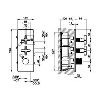 Итальянский смеситель для ванны и душа Gessi Inciso 58224299 черный матовый схема 2