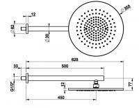 Тропический душ Gessi 316 35,5х35,5 54148727 латунь браш PVD схема 2