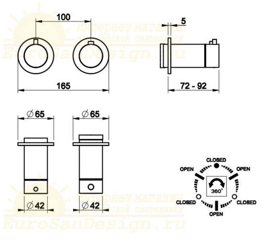 Смеситель для ванны c душем Gessi Anello 63335031 хром схема 2