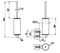 Подвесной черный ёршик Gessi 316 54720707 черный металл браш PVD схема 2