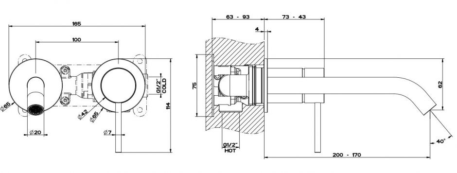 Gessi Flessa смеситель для раковины 54086708 медь браш PVD ФОТО