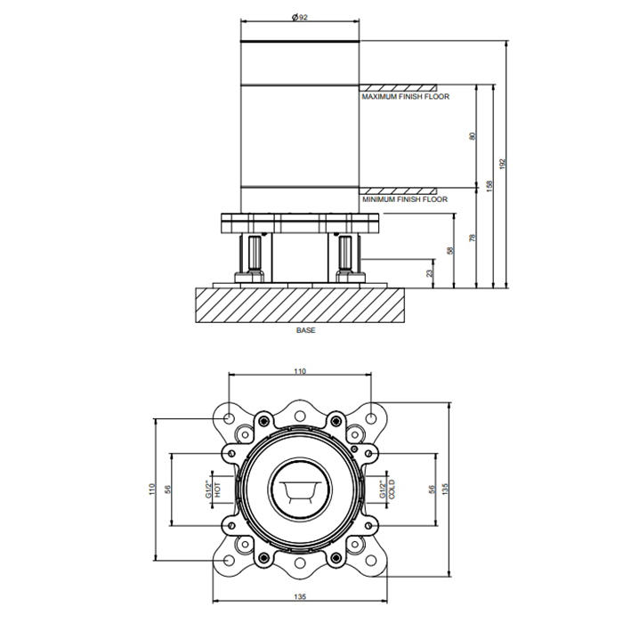 Встраиваемая часть Gessi Emporio Via manzoni для напольного смесителя с душевой лейкой 38389 ФОТО