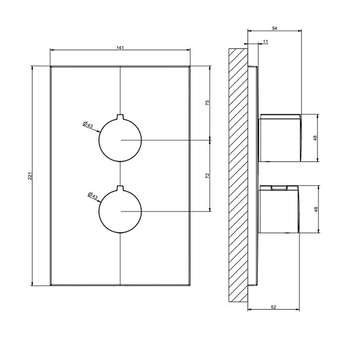 Встраиваемый смеситель для душа термостатический Gessi Emporio Via manzoni на 2 позиции 38794 ФОТО