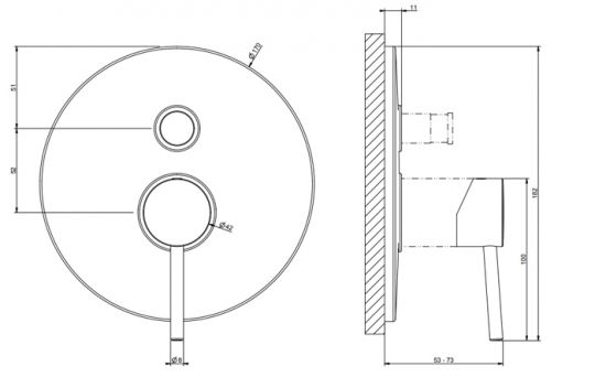 Смеситель скрытого монтажа для душа Gessi Emporio Via tortona с автоматическим переключателем 18779 схема 2