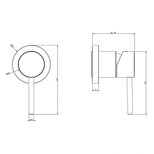 Смеситель скрытого монтажа Gessi Emporio Via tortona для душа на 1 позицию 19712 внешняя часть схема 2