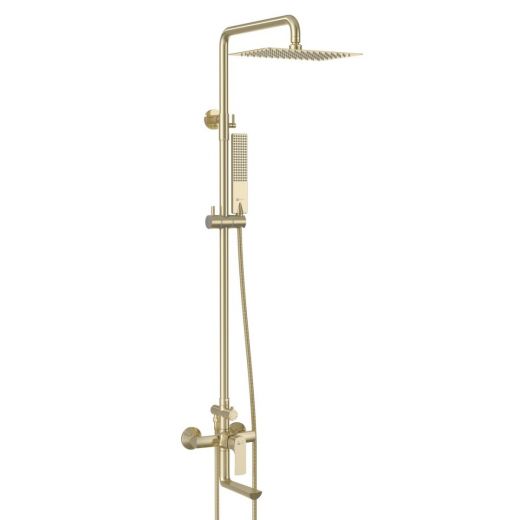 Душевая система Lemark Ursus с регулируемой высотой штанги и верхней душевой лейкой "Тропический дождь" LM7262BG