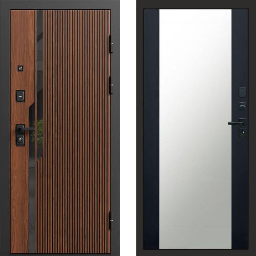 Входная дверь Termo-door Флекс Дуб - Зеркало Черный кварц+тонировка