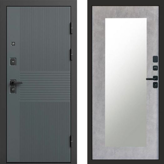 Входная дверь Termo-door Селект Графит - Зеркало триумф Бетон светлый