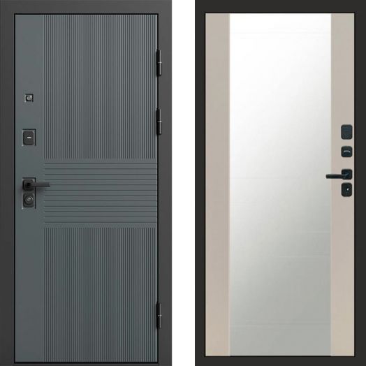 Входная дверь Termo-door Селект Графит - Зеркало Слоновая кость