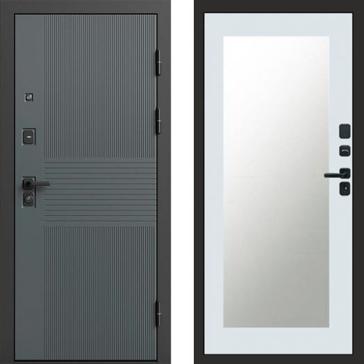 Входная дверь Termo-door Селект Графит - Зеркало триумф Белый софт