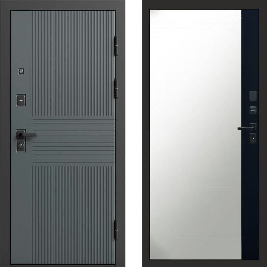 Входная дверь Termo-door Селект Графит - Широкое Зеркало Фацет Черный кварц