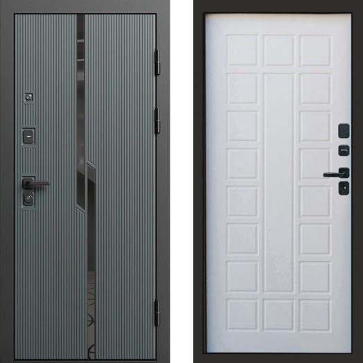 Входная дверь Termo-door Прайм Графит - Престиж Белое дерево