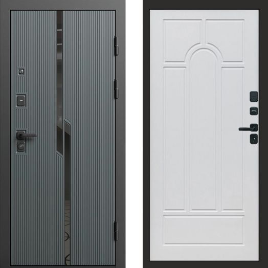 Входная дверь Termo-door Прайм Графит - Арка Белое дерево