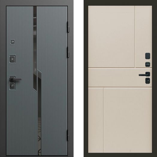Входная дверь Termo-door Прайм Графит - Горизонт Слоновая кость