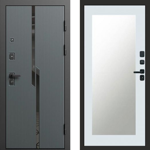 Входная дверь Termo-door Прайм Графит - Зеркало триумф Белый софт