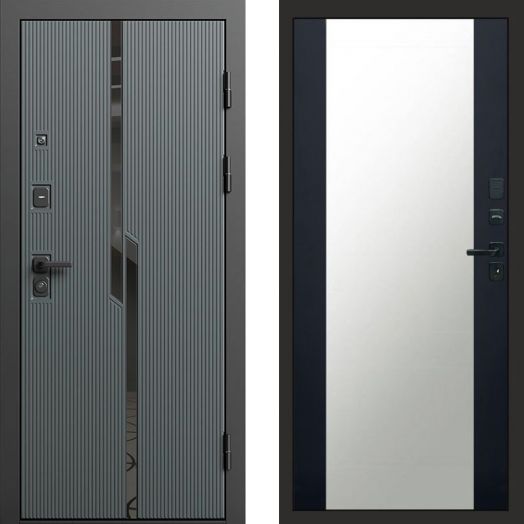 Входная дверь Termo-door Прайм Графит - Зеркало Черный кварц+тонировка