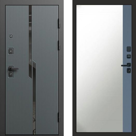 Входная дверь Termo-door Прайм Графит - Широкое Зеркало Фацет Грей софт