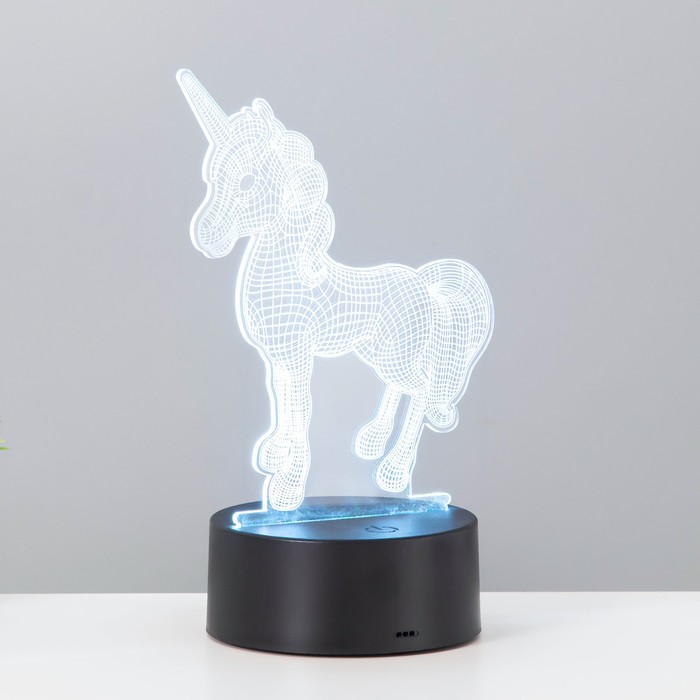 Светильник сенсорный «Единорог» LEd=7 цветов USB/от батареек черный RISALUX