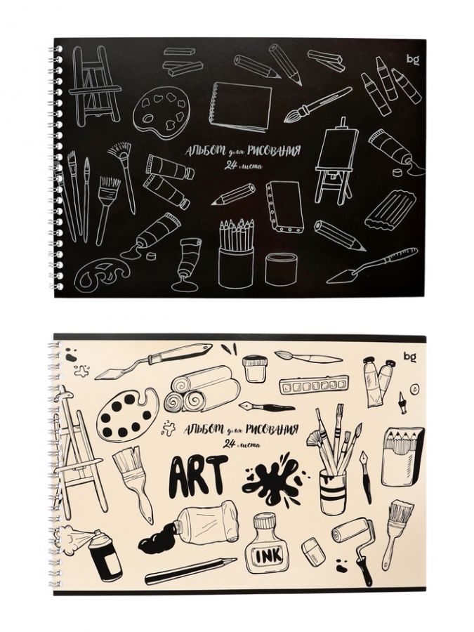 Альбом для рисования А4, 24 листа на гребне, Mono-art, блок офсет 100 г/м?, МИКС