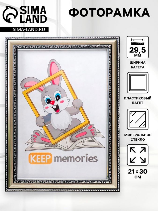 Фоторамка для фото 21?30 см Keep memories, Genevieve, пластик, серебро