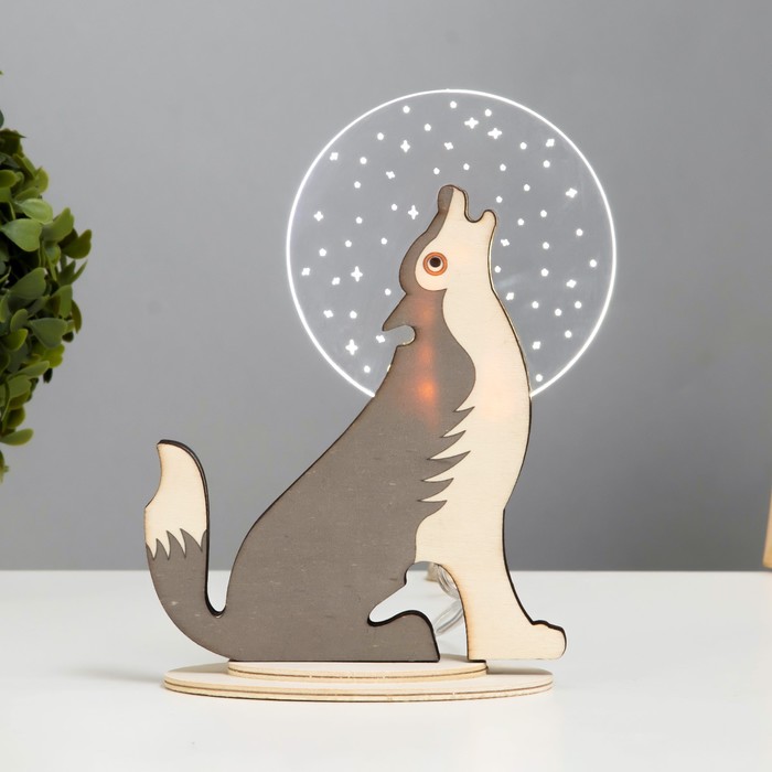 Фигурка световая RISALUX «Волк», 3D ночник, LED, USB, 15?7?18.5 см