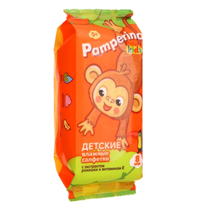 Влажные салфетки Pamperino Kids детские с ромашкой и витамином Е mix, 8 шт.