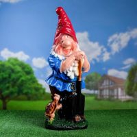 Садовая фигура из гипса «Гном с черепахой», 30?31?72 см