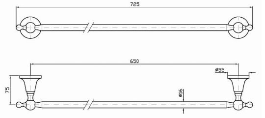 Zucchetti Agora полотенцедержатель ZAD422 схема 2 Zucchetti Agora полотенцедержатель ZAD422 схема 2