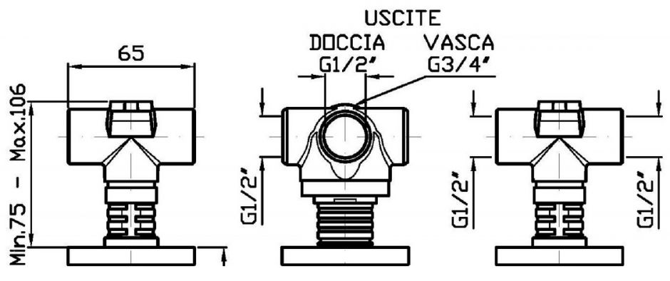 Встраиваемая часть смесителя Zucchetti для ванны и душа R99502