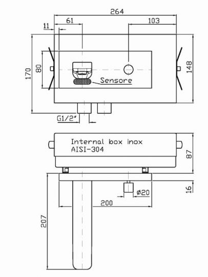 Встраиваемый сенсорный смеситель для раковины Zucchetti Rubinetti Elettronici ZIN079 схема 2