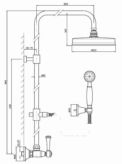 Душевая стойка Zucchetti Agora с тропическим душем ZAM860 ФОТО