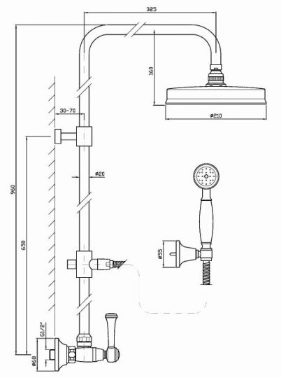 Душевая стойка Zucchetti Agora с тропическим душем ZAM860 схема 2