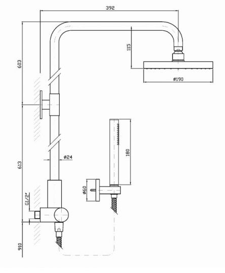 Душевая стойка Zucchetti Isyarc с термостатом ZD1050 схема 2