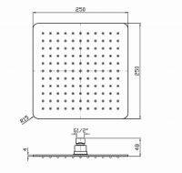 Лейка для верхнего душа Zucchetti 25 см Z94274 схема 2