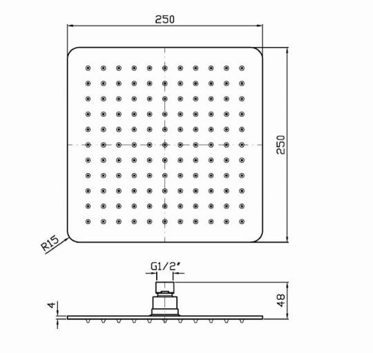 Лейка для верхнего душа Zucchetti 25 см Z94274 схема 2
