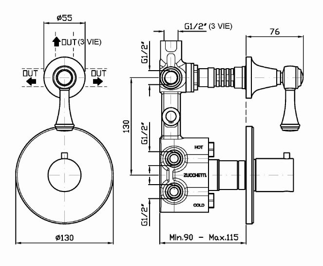 Смеситель Zucchetti Agor Classic для душа ZAL646